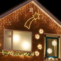 Guirlandes lumineuses LED pour fenêtre en forme d'étoile, IP65, à brancher, CRI95, 2700K, blanc chaud, étanches, suspendues, pour l'extérieur, les fêtes, la maison