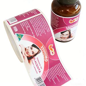 Étiquettes personnalisées pour produits de santé, autocollants <span class=keywords><strong>en</strong></span> PP <span class=keywords><strong>blanc</strong></span> imperméables, autocollants <span class=keywords><strong>en</strong></span> papier brillant argenté pour l'emballage des flacons de médicaments - Product Image 2