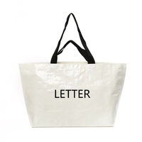2025 nouveau sac fourre-tout tissé en PP blanc éco-vente en gros avec longue poignée Logo personnalisé Design pur réutilisable pour le shopping