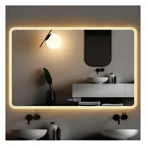 HIXEN 18-10 rechteckiger intelligenter Touchscreen LED-Nebelentferner ohne Kupfer und Silber-Spiegel Badezimmerspiegel