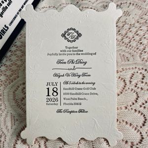 การ์ดเชิญงานแต่งงานแบบนูนลายพิเศษ พิมพ์แบบ Letterpress พร้อมปกนูน ดำเนินธุรกิจตามปกติในช่วงเทศกาลฤดูใบไม้ผลิ - Product Image 6