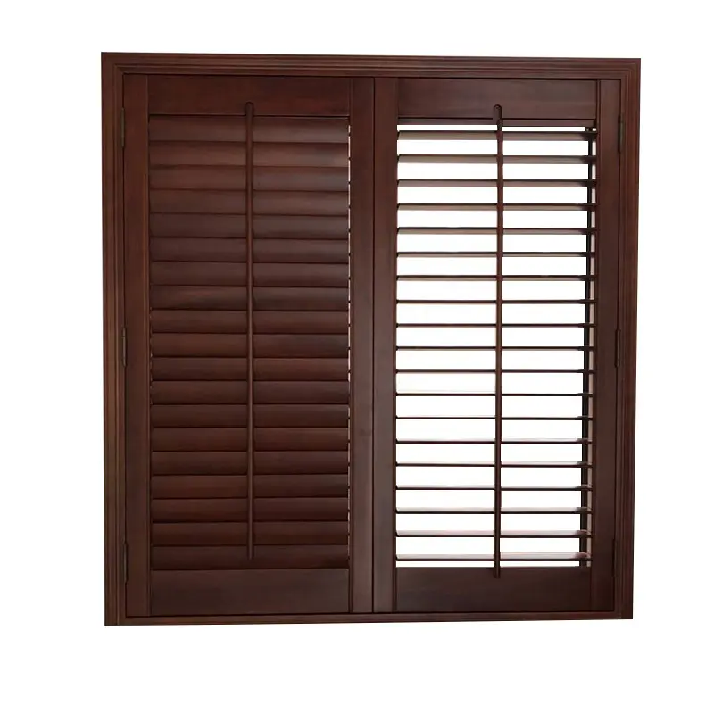 Puertas de persiana de madera maciza de estilo europeo, ventanas transpirables plegables venecianas