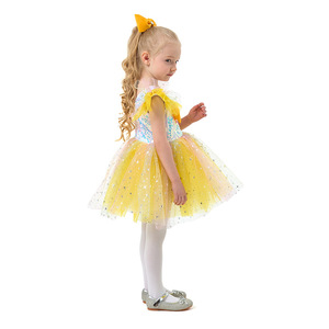 Vestido de Princesa Amarillo de Tul con Escote Corazón para Niñas, Ideal para el Día del Niño, Cumpleaños o Actuaciones - Product Image 5