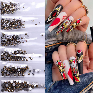 Wholesale 6 <b>Grids</b> Flat Bottom Diamond Glass Round Manicure Diamond Colorful Rhinestones - Product Image 4