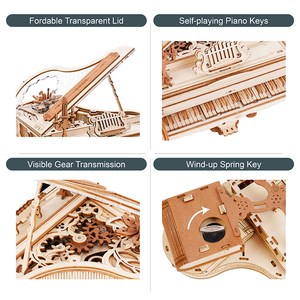 Robotime <span class=keywords><strong>Rokr</strong></span> Jouets <span class=keywords><strong>en</strong></span> <span class=keywords><strong>bois</strong></span> Boîte à musique <span class=keywords><strong>mécanique</strong></span> AMK81 Modèle de piano magique Kit de puzzles 3D pour adultes - Product Image 3