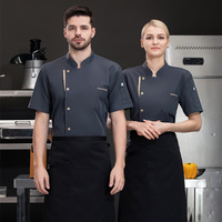 Vestes de chef imprimées à manches courtes, uniforme de responsable de restaurant pour femmes, veste de chef pour hommes