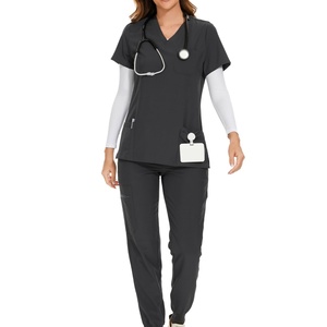 Women's Nurse <b>Scrubs</b> Uniform Set-Knitted 100% Polyester Medical Clothing Top Jogger Pant (V-Neck Cargo Pant) 8 Pockets Straight - Product Image 2