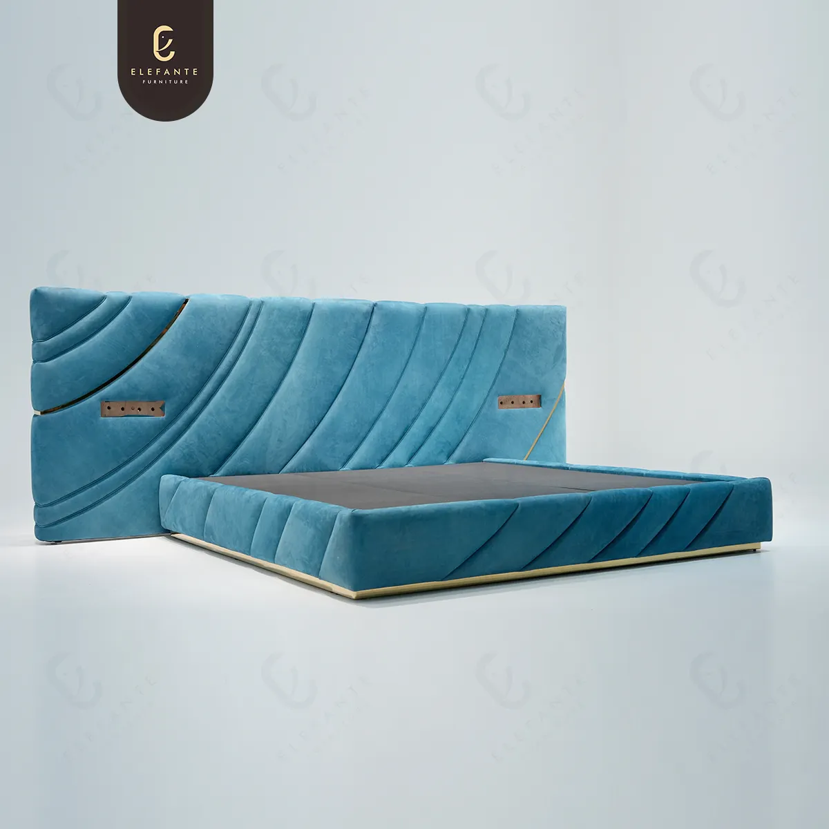 Diseño de estilo abstracto Villa King Bed Frame Modern Queen Size Bed Set Extra King Size Bed
