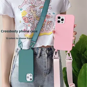 Étui de téléphone portable en silicone antichoc avec sangle de bandoulière réglable pour <span class=keywords><strong>11</strong></span>/12/13/14/15/16/17 Pro Max - Product Image 2