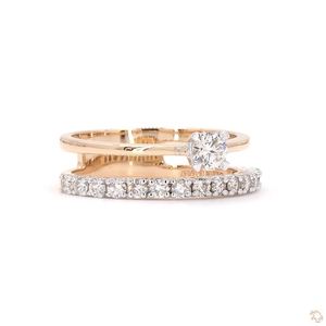 Bague élégante en or et diamants pour femme, véritable bijou scintillant, cadeau de mariage ou de fiançailles, style classique pour un usage quotidien - Product Image 1