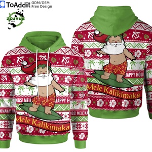 Sudadera con Capucha para Hombre con Estampado de Papá Noel Hawaiano, Cómoda y Ajustada, Venta al Por Mayor - Product Image 3