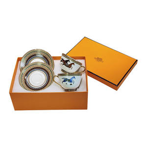 Vente flash - Ensemble de tasses à café et soucoupes en porcelaine orientale de luxe européenne avec boîte cadeau - Product Image 6