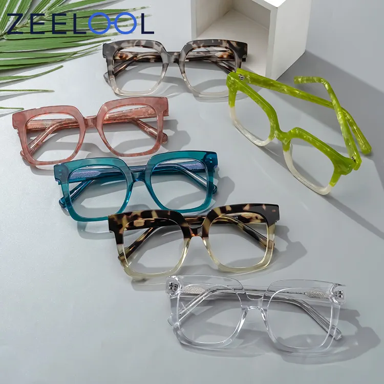 Bold Square Acetate Eyeglasses Optical Eyeglasses Classic Tortoise Transparent Eyeglasses Frames high quality eyewear with logo