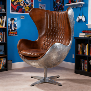 Godfather-Film Inspirierter Industrie-Leder-Drehsessel mit Edelstahl-Basis, Hoher Rückenlehne für Zuhause oder Büro - Product Image 1