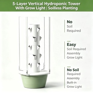 Torre Hidropónica Vertical <span class=keywords><strong>de</strong></span> 5 Niveles con Luz LED <span class=keywords><strong>de</strong></span> Cultivo, Sistema <span class=keywords><strong>de</strong></span> Cultivo Interior sin Suelo para Vegetales y Hierbas - Product Image 1