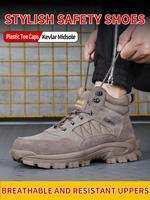 Chaussures de sécurité pour hommes de haute qualité, résistantes aux chocs et aux perforations, avec embout en plastique, toutes saisons, hiver, protection