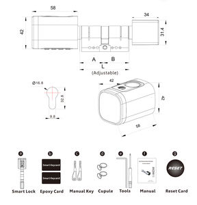 Cerradura <span class=keywords><strong>de</strong></span> cilindro Euro inteligente controlada por la aplicación | Tamaño ajustable, fácil instalación para la actualización <span class=keywords><strong>de</strong></span> <span class=keywords><strong>puertas</strong></span> <span class=keywords><strong>antiguas</strong></span> - Product Image 6