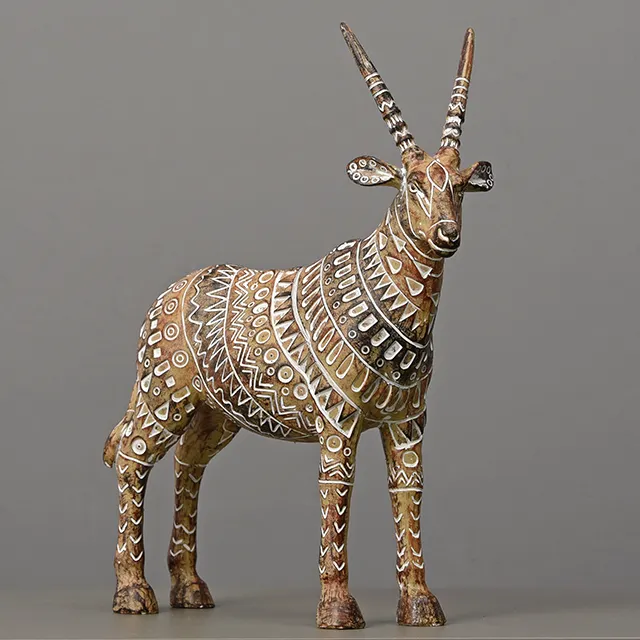 India Exporteurs Interieur Afrikaanse Totem Figurine Hand Gesneden Houten Dieren Schapen Antilopen Woondecoratie