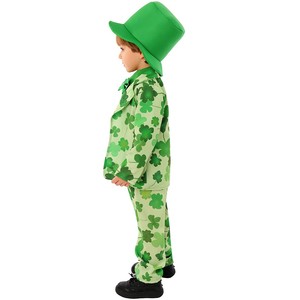 Trajes del Día <span class=keywords><strong>de</strong></span> San Patricio para niños Conjunto <span class=keywords><strong>de</strong></span> disfraz <span class=keywords><strong>de</strong></span> trébol verde Top <span class=keywords><strong>de</strong></span> Caballero <span class=keywords><strong>de</strong></span> manga larga + Pantalones a rayas + Sombrero - Product Image 4