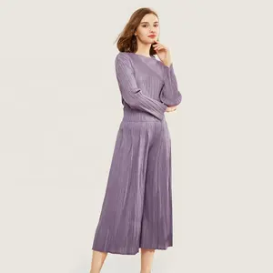 <span class=keywords><strong>Ropa</strong></span> Mujer 2020 Nuevo traje de pantalón de pierna ancha púrpura para otoño Conjunto de dos piezas para mujer - Product Image 1