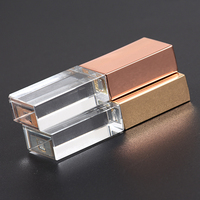 Flash Drive USB 3.0 Asli 32GB Baru Transparan Kristal Bentuk Persegi Panjang untuk Hadiah Pernikahan Perak