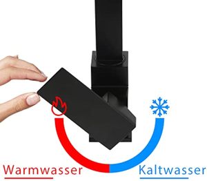 Haute qualité 304 acier inoxydable carré évier <span class=keywords><strong>mitigeur</strong></span> filigrane robinet noir mat robinet de cuisine avec <span class=keywords><strong>bec</strong></span> pivotant montage sur pont - Product Image 5