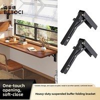 Support triangulaire mural robuste en acier avec amortissement pour table pliante, comptoir suspendu et bureau
