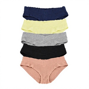 Braguitas de Algodón Acanalado para Mujer al por Mayor, OEM, Logotipo Personalizado, Transpirables, Sólidas, Ropa Interior Diaria, Exportación Directa de Fábrica a Granel - Product Image 2