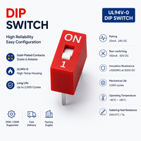 SUDA DIP Toggle Switch DS-VDG-01P 50V DC 2.54MM Kontak Berlapis Emas Tembaga Rumah Tahan Suhu Tinggi Industri DPST IP41 -40C-85C