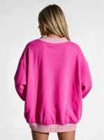 Sweatshirt Mockneck Wanita Logo Kustom Gaya Asimetris Bordir Katun Fleece Oversized Pullover