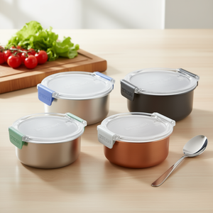 กล่องเก็บอาหารสแตนเลส 4 ชิ้น พร้อมฝาปิด สำหรับเตรียมอาหารและขนม - Product Image 3