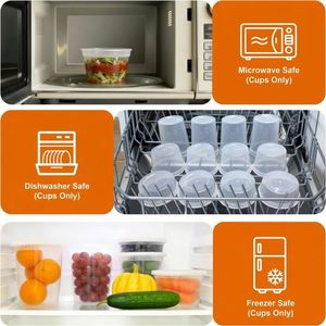 Contenants de stockage alimentaire de 16 oz chacun, étanches, sans BPA, hermétiques, compatibles lave-vaisselle, congélateur et micro-ondes, en plastique scellé, circulaires - Product Image 3