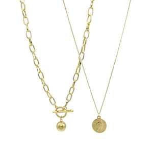 Haomi Femme Acier Inoxydable <span class=keywords><strong>Double</strong></span> Pendentif <span class=keywords><strong>Collier</strong></span> <span class=keywords><strong>Multicouche</strong></span> Empilage Clavicule Chaîne OT Boucle Vent Froid Niche Does Fashion - Product Image 5