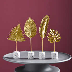 Ornamenti in Metallo Dorato a Forma di Foglia di Banana, Decorazione da Tavolo, Scultura in Metallo, Arte Nordica di Lusso, Accessori per Casa e Ufficio - Product Image 4