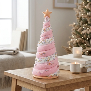 Pink Donut Sprinkle Swirl Tabletop Christmas Cone <b>Tree</b> Orange Star <b>Topper</b> Bakery Donut Shop Decor - Product Image 1