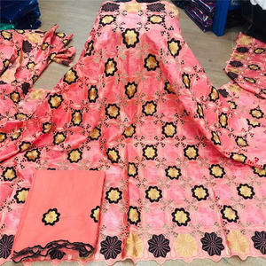 Kain Bazin Riche Jerman 5 + 2yard Feitex Bazin Riche 100% kain katun Bazin dan renda serasi - Product Image 2