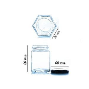 Barattoli di vetro esagonali da 250 ml con coperchi a vite - Product Image 2