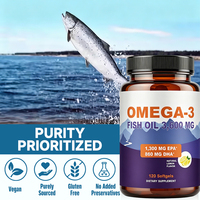 Complément alimentaire en gélules d'huile de poisson oméga-3 avec EPA et DHA pour la santé cardiaque, cérébrale, l'énergie et le bien-être quotidien