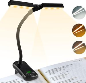 Luces de libro recargables por USB, Mini lámpara de libro LED, luces de lectura con Clip Flexible de Color ámbar súper brillante para libros en la cama - Product Image 1