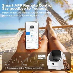 Open Top Dome Shape Odor Control Ready Use Self Cleaning APP Control Safety Sensor Ellenpent Trash Automatic Litter Box - Product Image 5