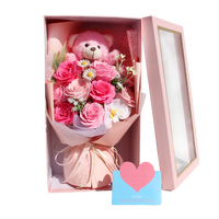 Realistisch geurende handgemaakte natuurlijke stijl duurzame plastic roos zeepbloemenboeket cadeau voor bruiloft, nieuwe baby, verjaardag, modieus