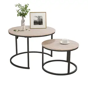 Storage Side Table Multifunctional Wood Rustic Rectangular Center Oak Coffee Table Living Room Furniture