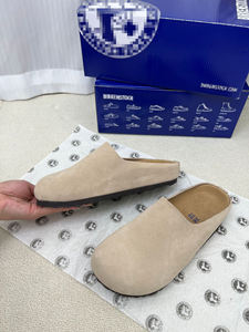 <span class=keywords><strong>Sandali</strong></span> piatti da donna <span class=keywords><strong>per</strong></span> esterni in vera pelle scamosciata con plantare in sughero, punta chiusa, di tendenza, casual e comodi <span class=keywords><strong>per</strong></span> <span class=keywords><strong>camminare</strong></span> - Product Image 1