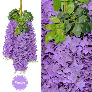 Fleurs artificielles de glycine vert parfumé, bouquet de soie violet, décorations de plafond pour mariage, accessoires d'extérieur pour la maison - Product Image 4