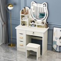 Table de maquillage multifonctionnelle en MDF à thème chat avec armoire de rangement intégrée, populaire sur Instagram, petite table de toilette pour chambre à coucher