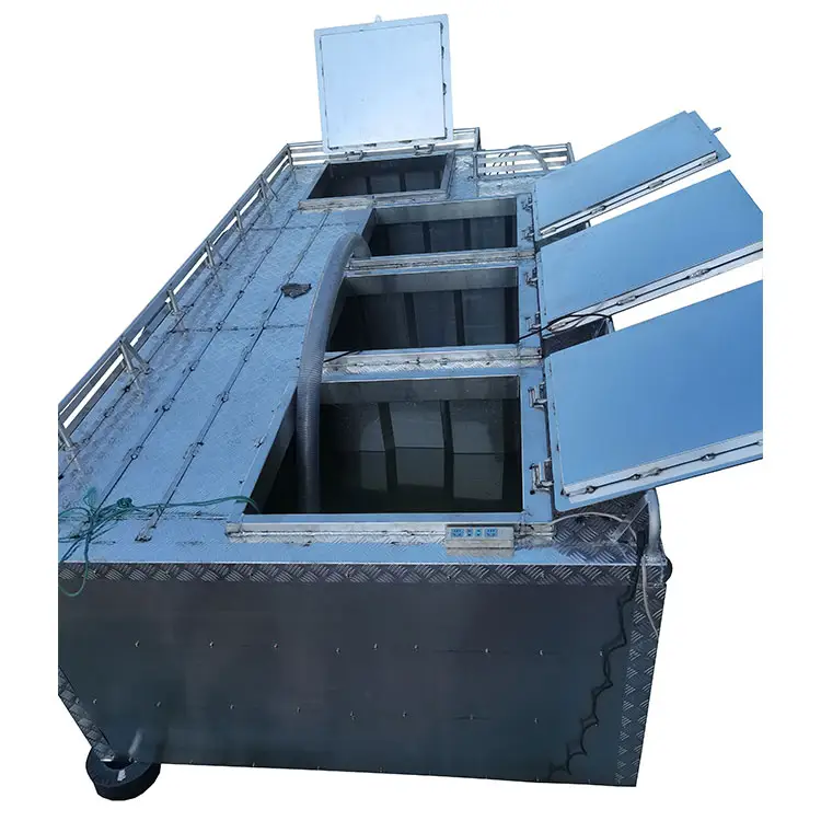 アルミニウム合金トレーラーRasシステム水産養殖モバイルライブ魚輸送コンテナライブ魚輸送タンク販売