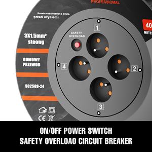 Enrouleur de câble de <span class=keywords><strong>rallonge</strong></span> <span class=keywords><strong>électrique</strong></span> 4 voies 20/30/<span class=keywords><strong>40</strong></span>/50m étanche au Danemark - Product Image 2