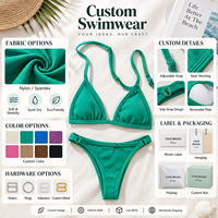 Nouvelle collection 2026 : Ensemble de bikinis de luxe personnalisés pour femme, maillot de bain côtelé plissé, tenue de plage, vente en gros usine, tendance