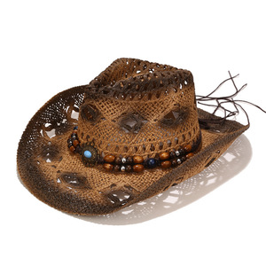 Packable Bengals leopar rafya kadın Cowgirl Cosplay yuvarlak ve Visor sarı düz yürüyüş güneş şapkaları - Product Image 1