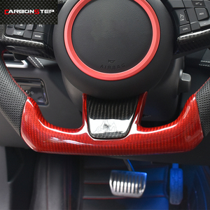 Volante personalizado de fibra de carbono para coche, volante rojo de fondo plano para <span class=keywords><strong>Jaguar</strong></span>, 2022 - Product Image 3